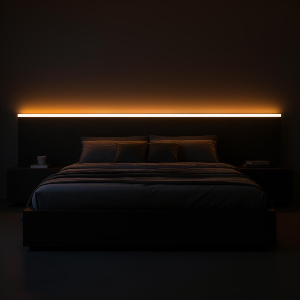 LUMEN light glowing softly in a bedroom