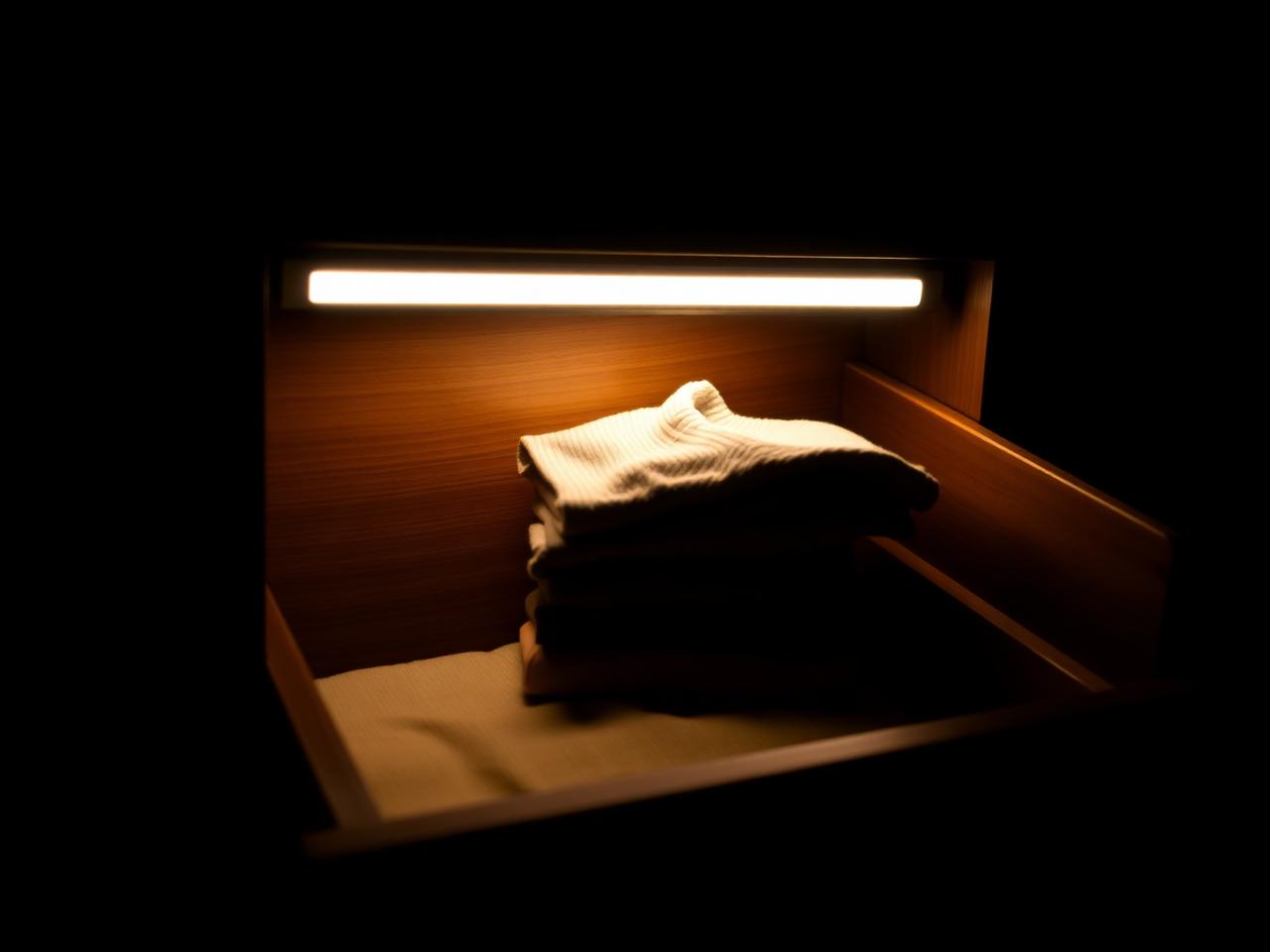 LUMEN light inside an open drawer